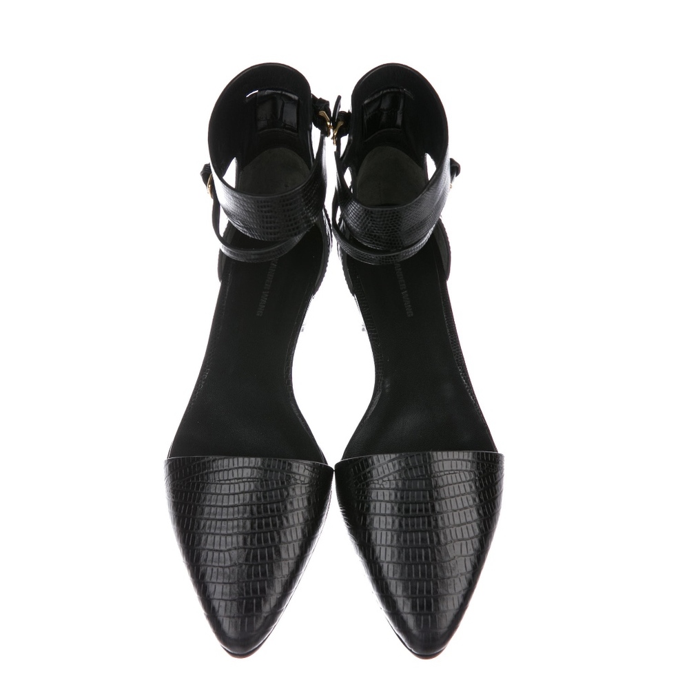 ALEXANDER WANG Elsa Embossed Leather Flats BLACK